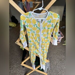Little Sleepies Lemon Print Footie - Yellow and Green